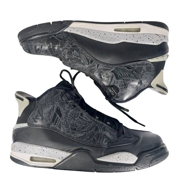 NIKE AIR JORDAN DUB ZERO! BLACK, GRAY, WHITE OREO BASKETBALL SNEAKERS! SZ 10.5 - Picture 8 of 11